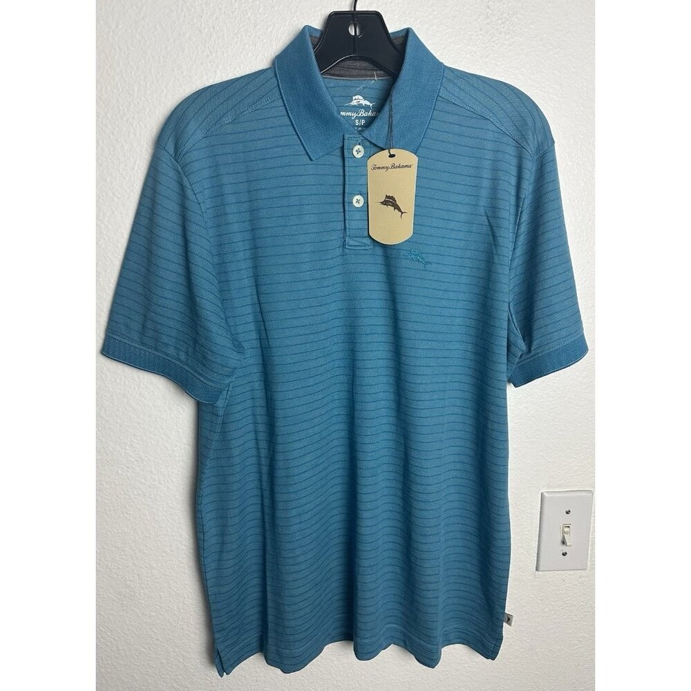 Tommy Bahama Men's S Paradiso Polo Shirt Mosaic Blue Striped NWT $99.50 - Picture 12 of 13